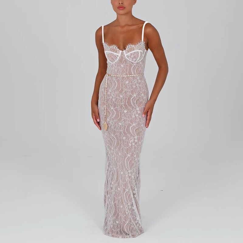 LD | Temperament Sleeveless Lace Dress in A-line