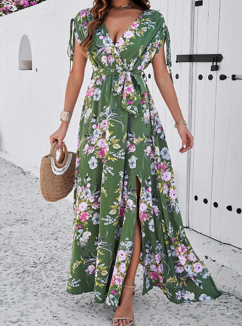 Boho Floral V-Neck Bohemian Temperament Boho Dress