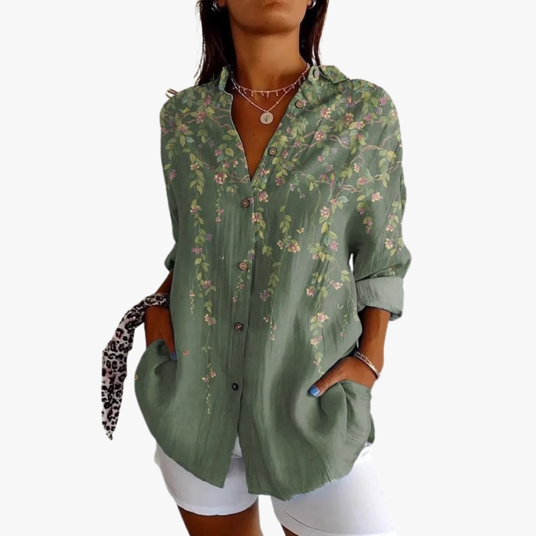 Women's embroidered linen blouse