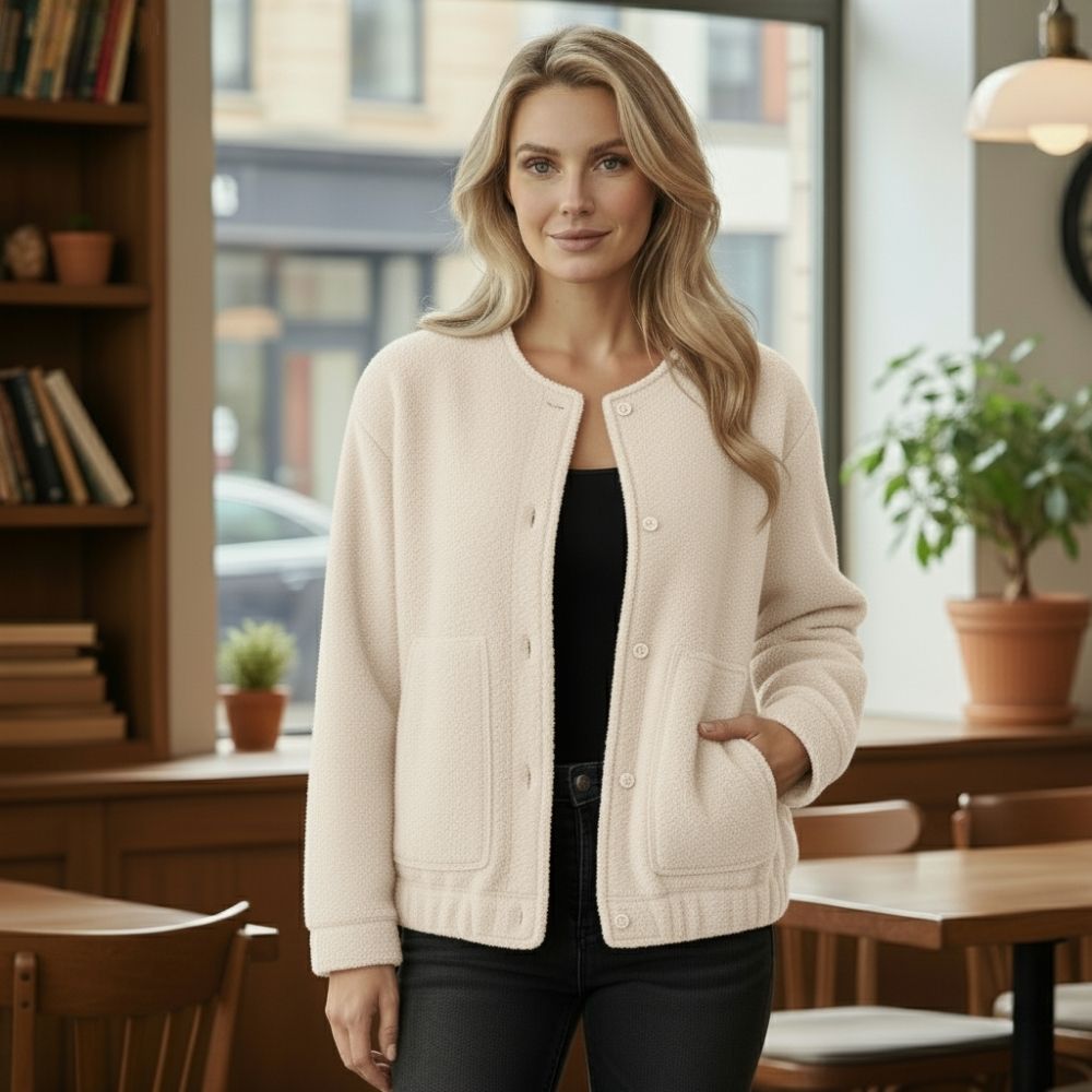 Ophelia | Women's Oversized Jacket Long-Sleeved Top Coat with Hidden Buttons