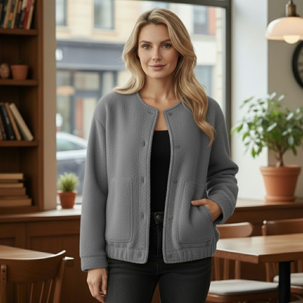 Ophelia | Women's Oversized Jacket Long-Sleeved Top Coat with Hidden Buttons