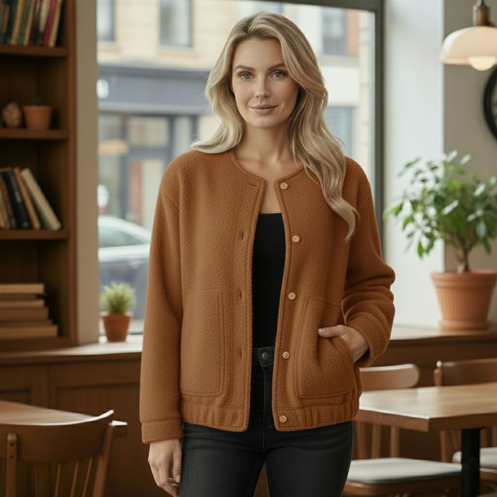 Ophelia | Women's Oversized Jacket Long-Sleeved Top Coat with Hidden Buttons