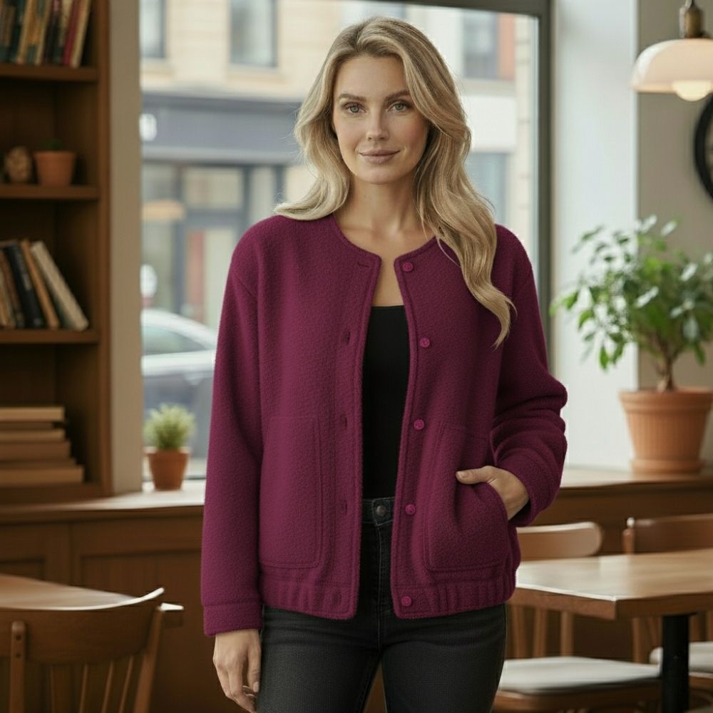 Ophelia | Women's Oversized Jacket Long-Sleeved Top Coat with Hidden Buttons