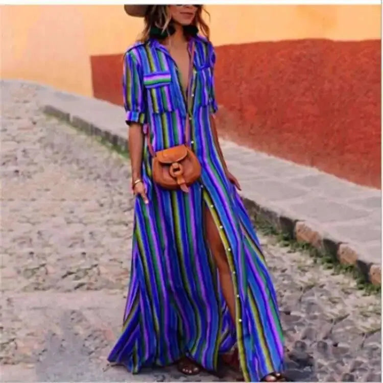 Georgina - Striped casual maxi dress