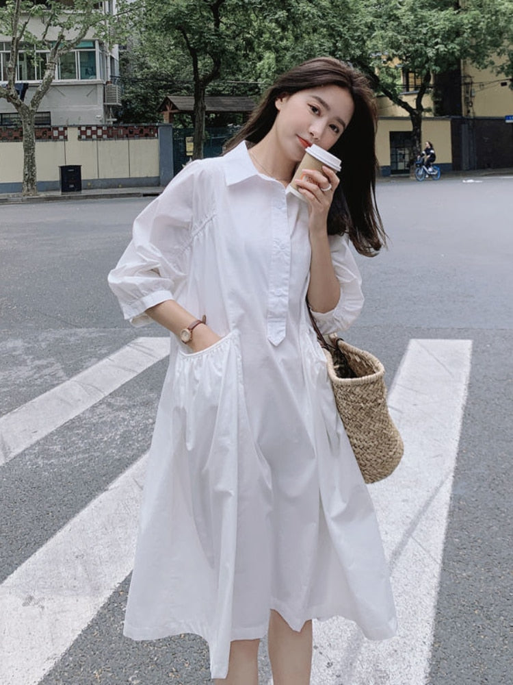 LP | Lightweight summer dress: casual dress with short sleeves and pockets