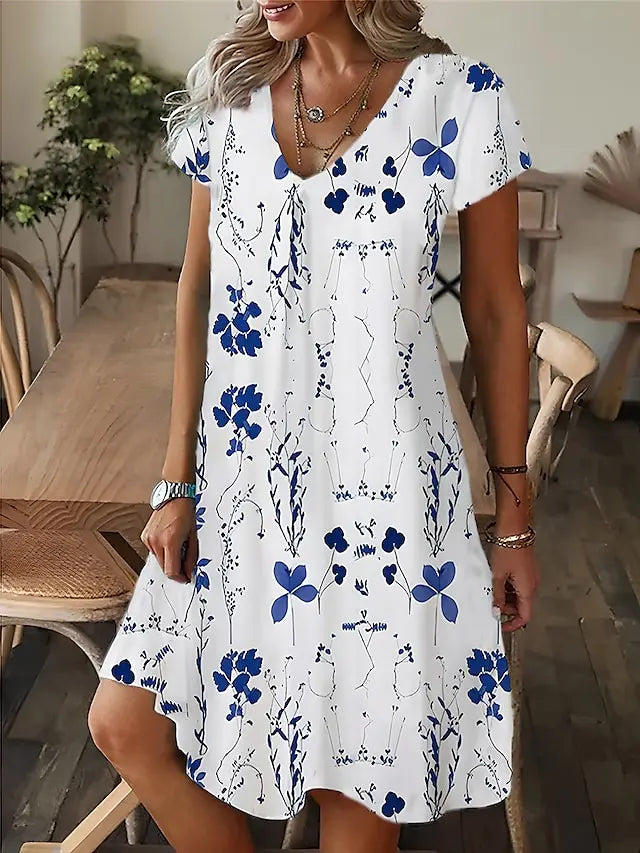 LP | Women's Casual Loose Fitting Short Sleeve Dress Style T-Shirt Mini Dresses Summer Casual Loose Dress Vestidos