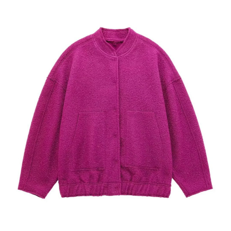 Ophelia | Women's Oversized Jacket Long-Sleeved Top Coat with Hidden Buttons