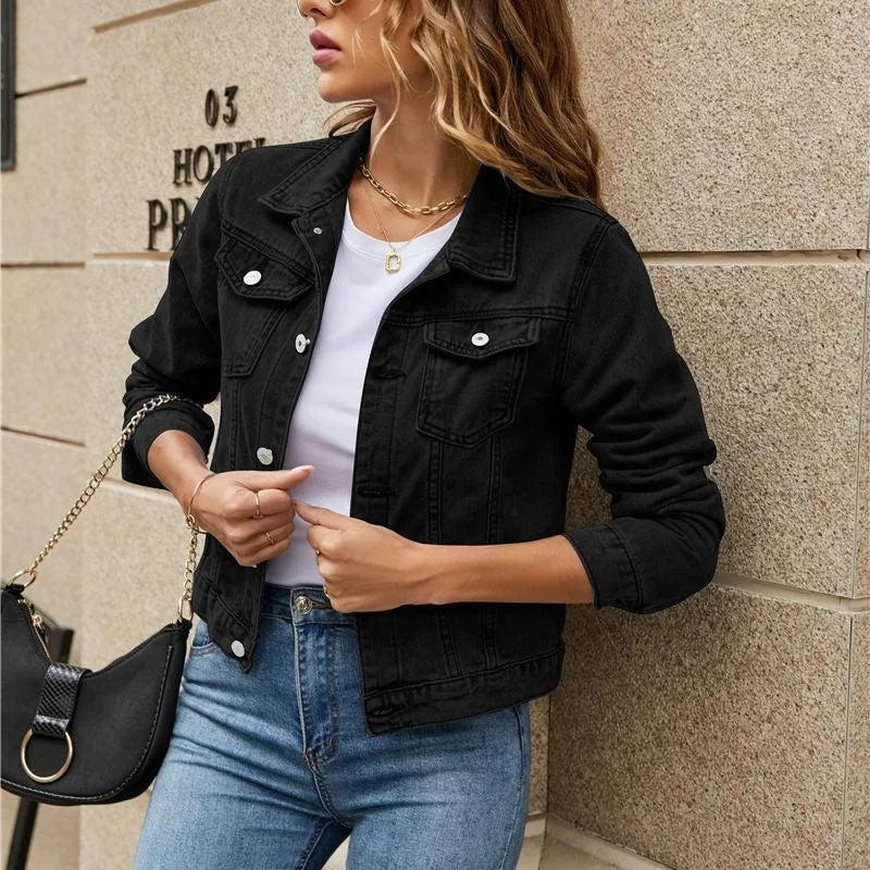 Marina | Women's Sustainable Denim Jacket with Buttons and Chic Pockets