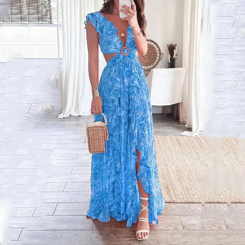 Gemma - Elegant, Sexy Halter Dress with Deep V-Neck