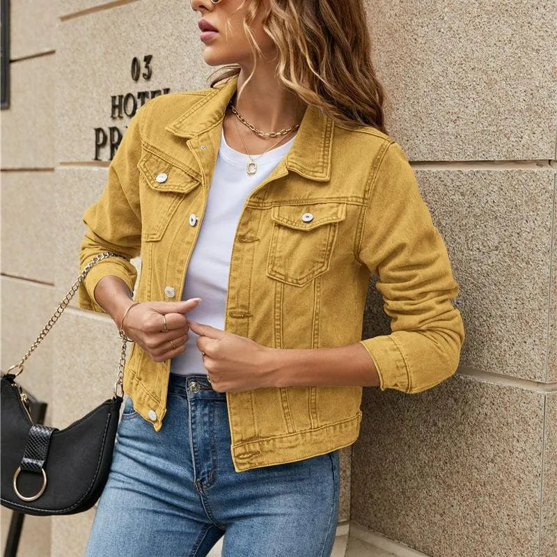 Marina | Women's Sustainable Denim Jacket with Buttons and Chic Pockets