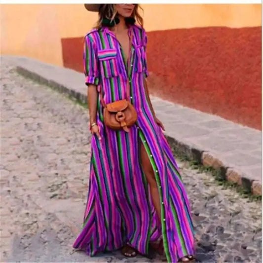 Georgina - Striped casual maxi dress