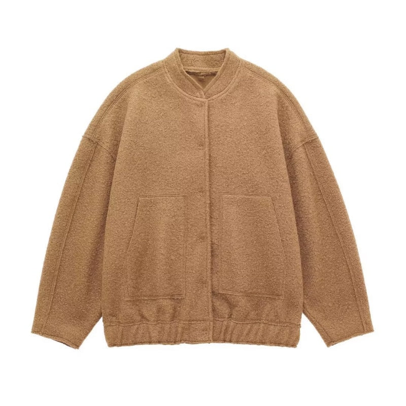 Ophelia | Women's Oversized Jacket Long-Sleeved Top Coat with Hidden Buttons
