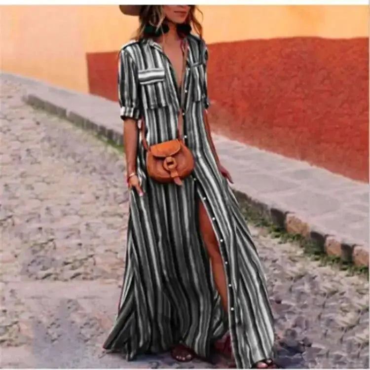 LP | Maxi long casual dress with stripes