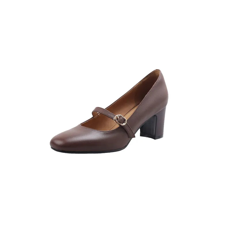 Genuine leather high-heeled shoes for women