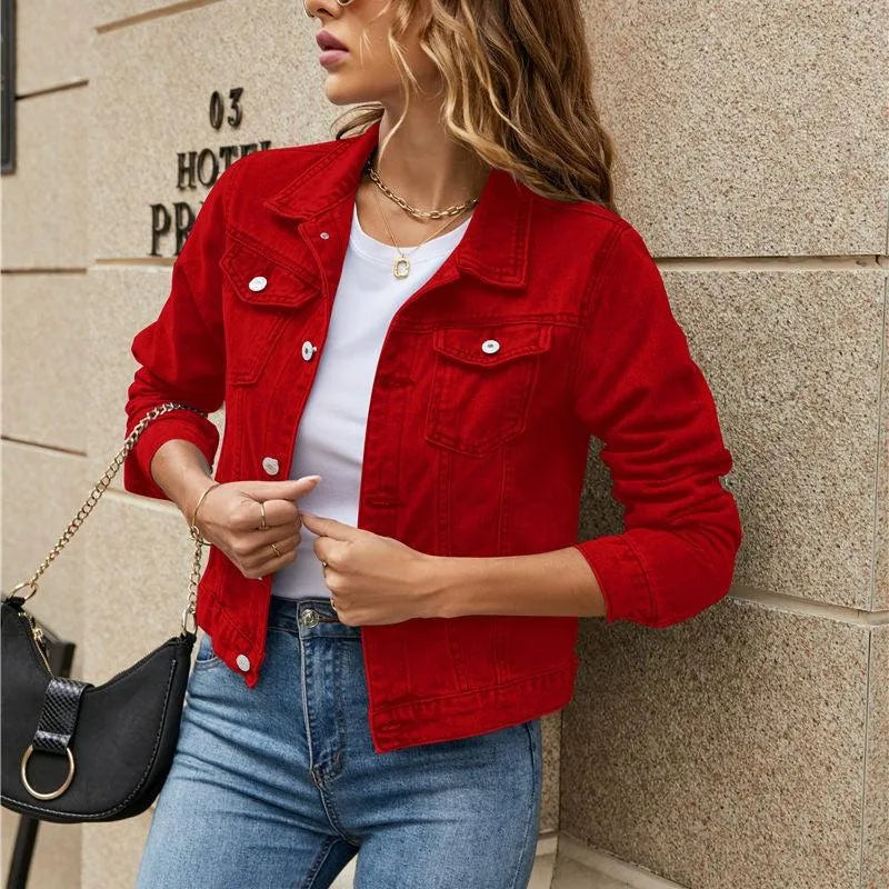 Marina | Women's Sustainable Denim Jacket with Buttons and Chic Pockets