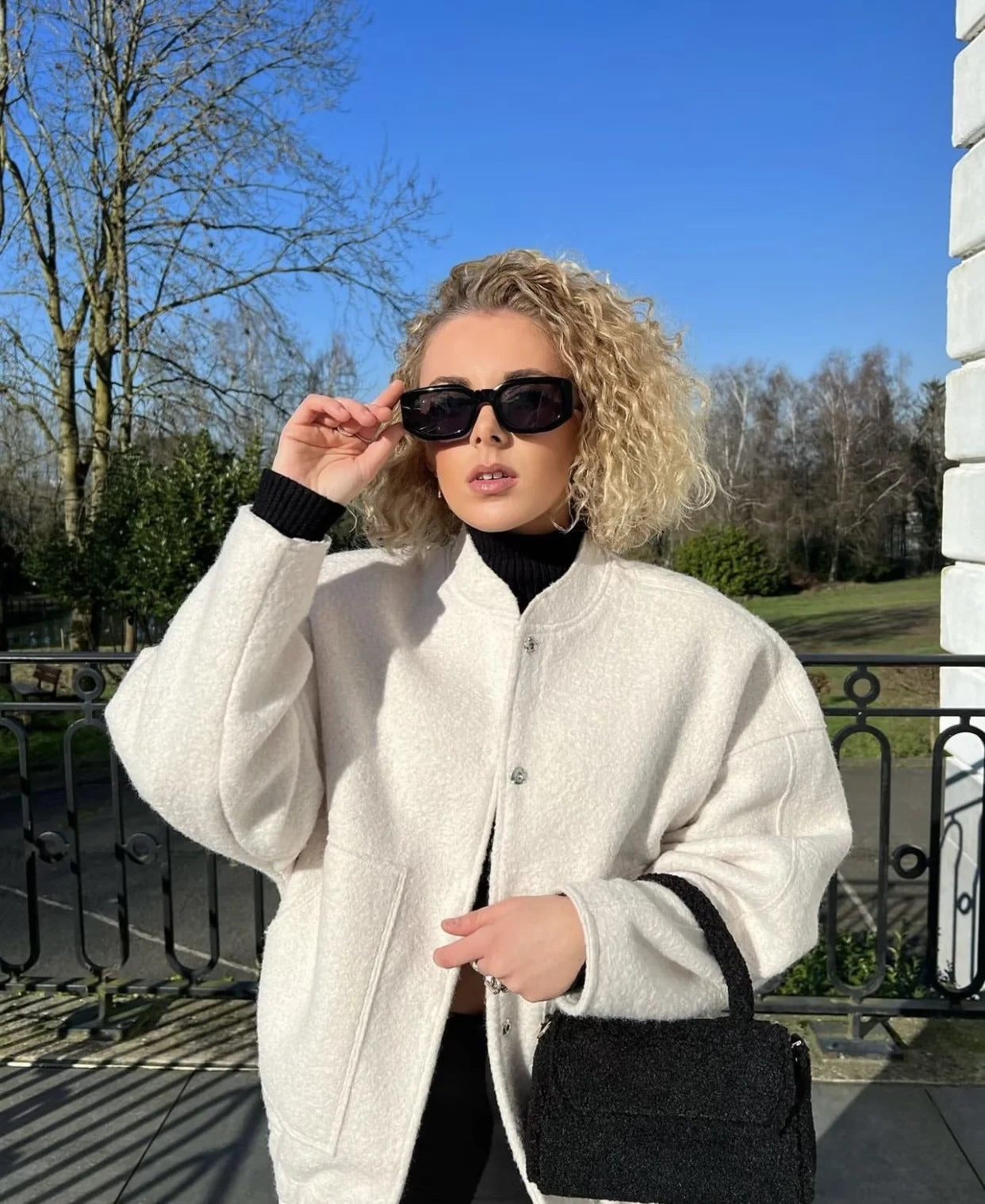 Ophelia | Women's Oversized Jacket Long-Sleeved Top Coat with Hidden Buttons