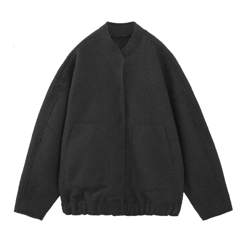Ophelia | Women's Oversized Jacket Long-Sleeved Top Coat with Hidden Buttons
