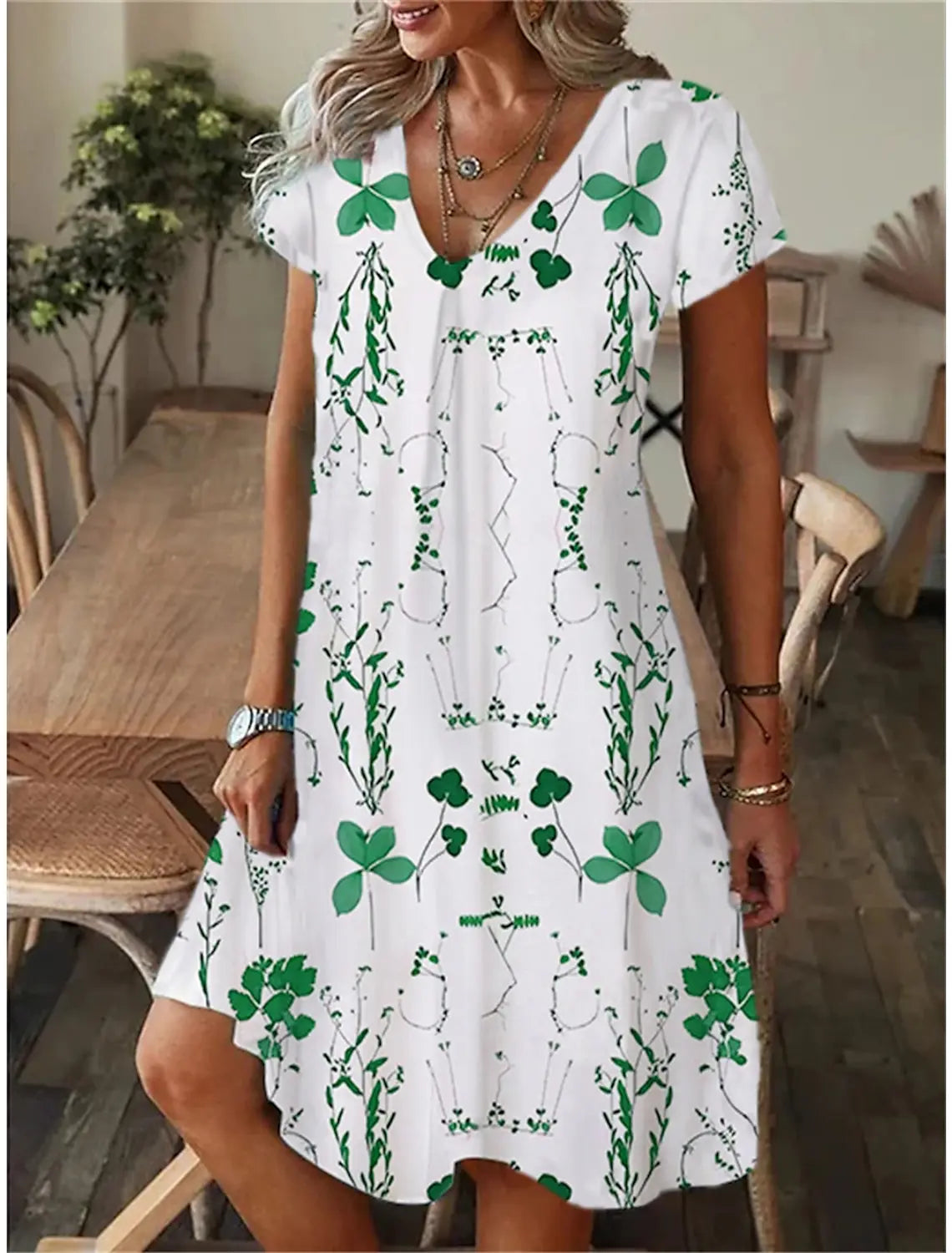 LP | Women's Casual Loose Fitting Short Sleeve Dress Style T-Shirt Mini Dresses Summer Casual Loose Dress Vestidos