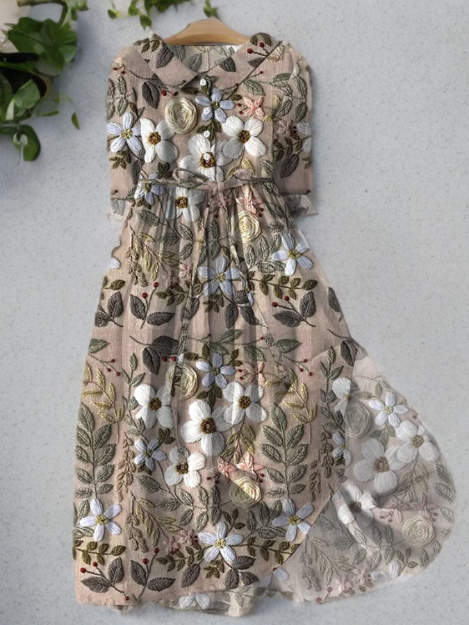LP | Botanical dress with flowers and lace