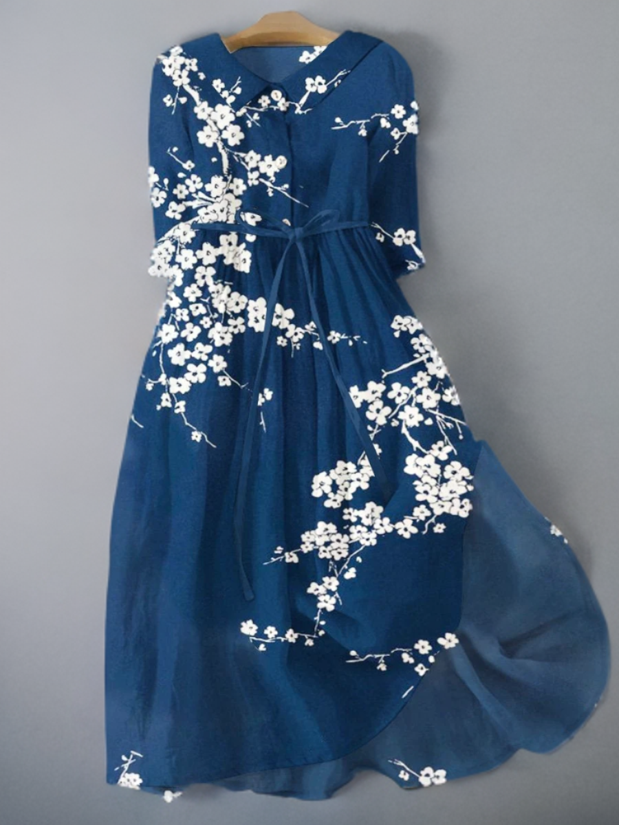 Mc | Linen and cotton dress with floral pattern.