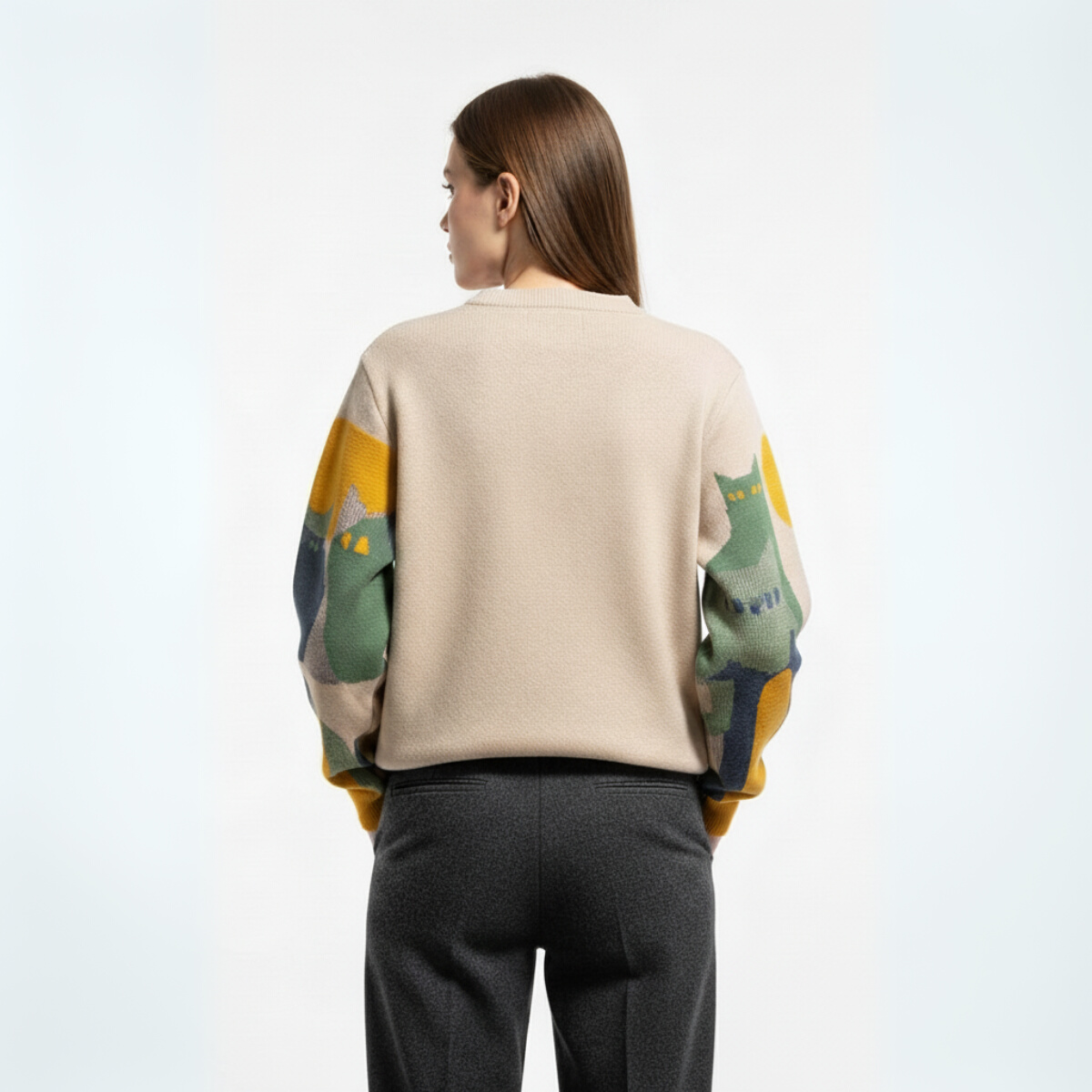 Amélie | Chic and Comfortable Unisex Sweater with Cat Pattern