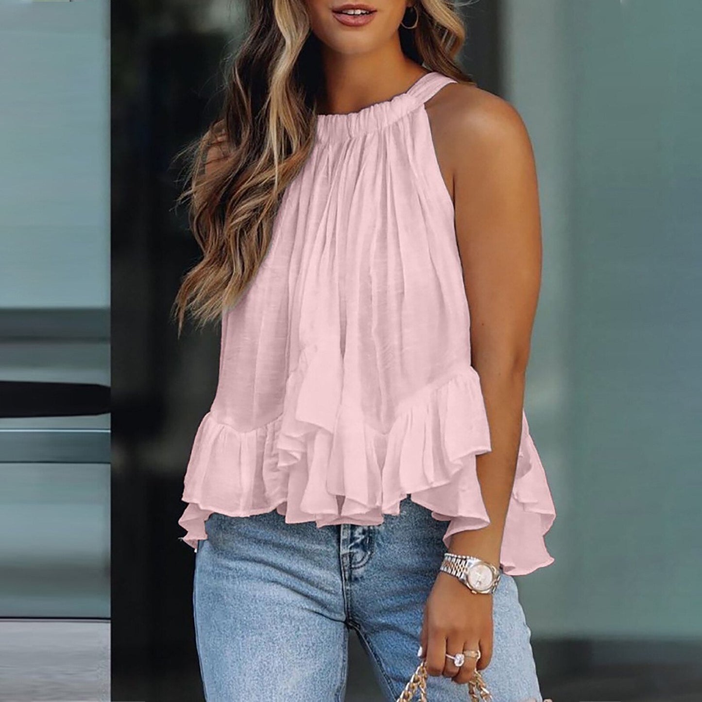 Elegant ruffled tank top for women