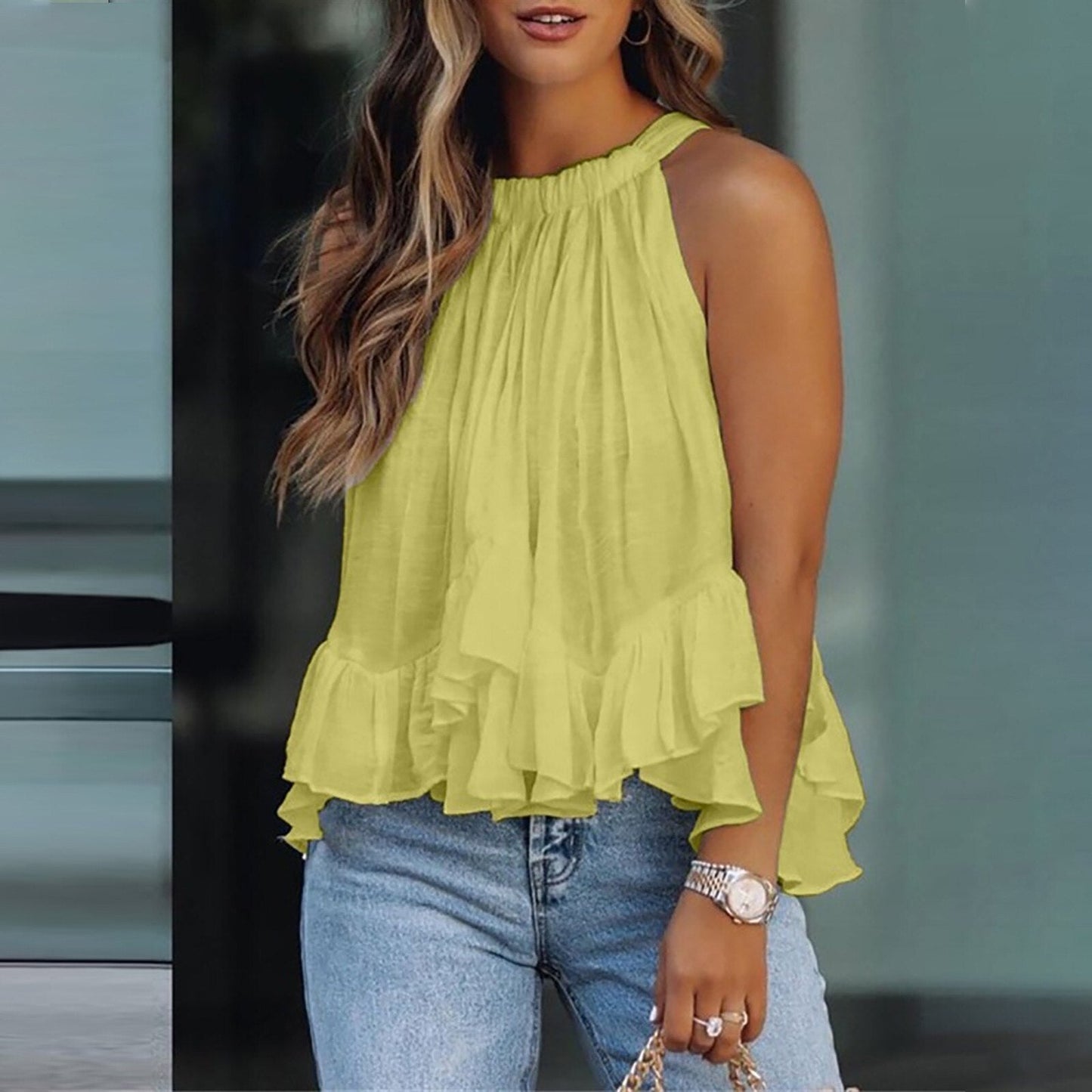 Elegant ruffled tank top for women