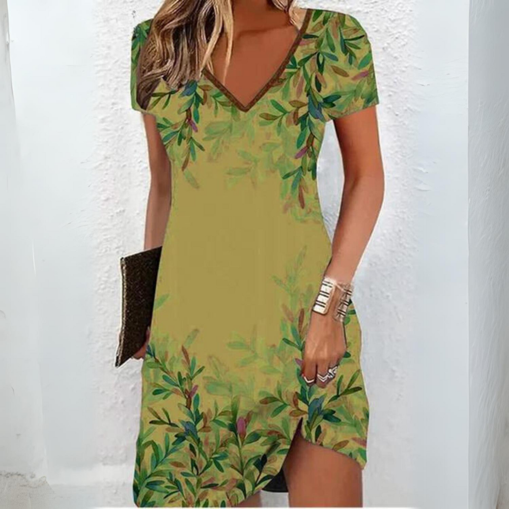 Mc | Women's dress with leaf print