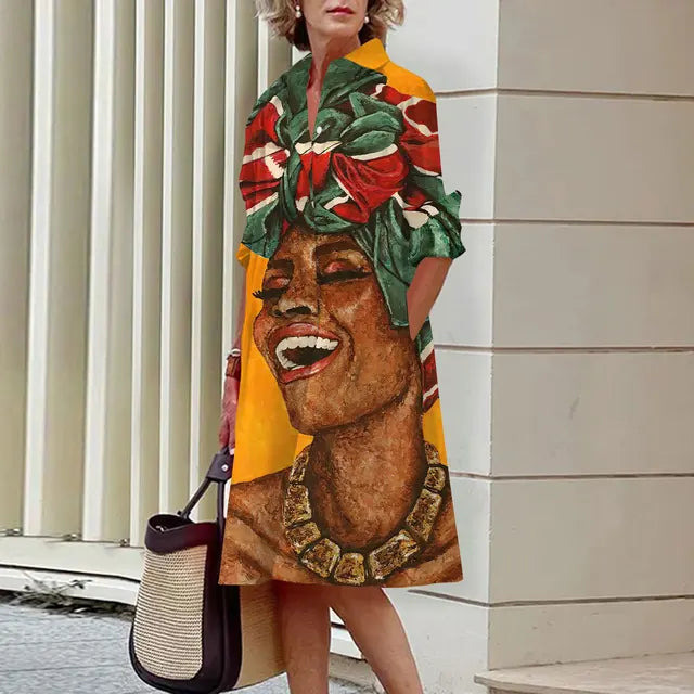 LP | High quality dress with collar and pattern