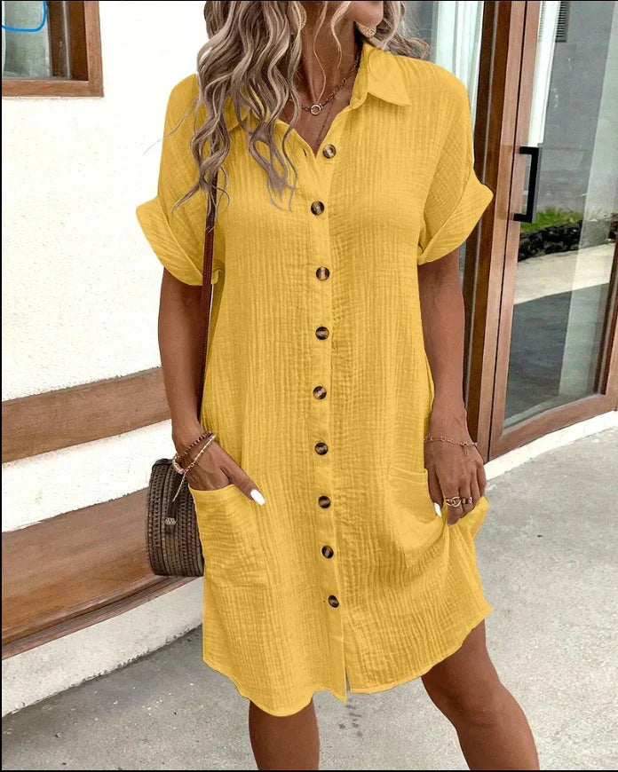 LP | Structured cotton shirt dress with buttons and breast pocket