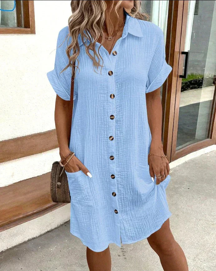LP | Structured cotton shirt dress with buttons and breast pocket