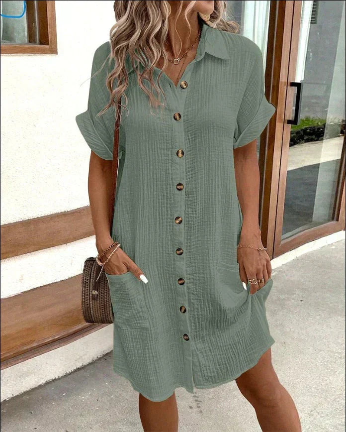 LP | Structured cotton shirt dress with buttons and breast pocket