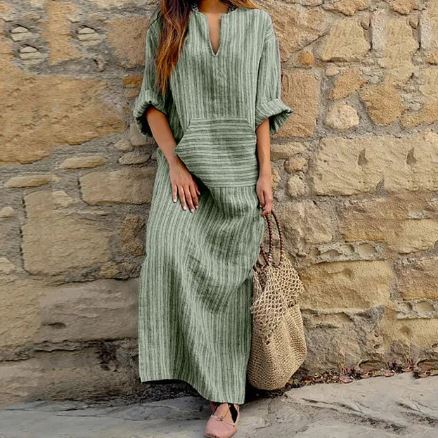 Mc | Striped cotton-linen dress