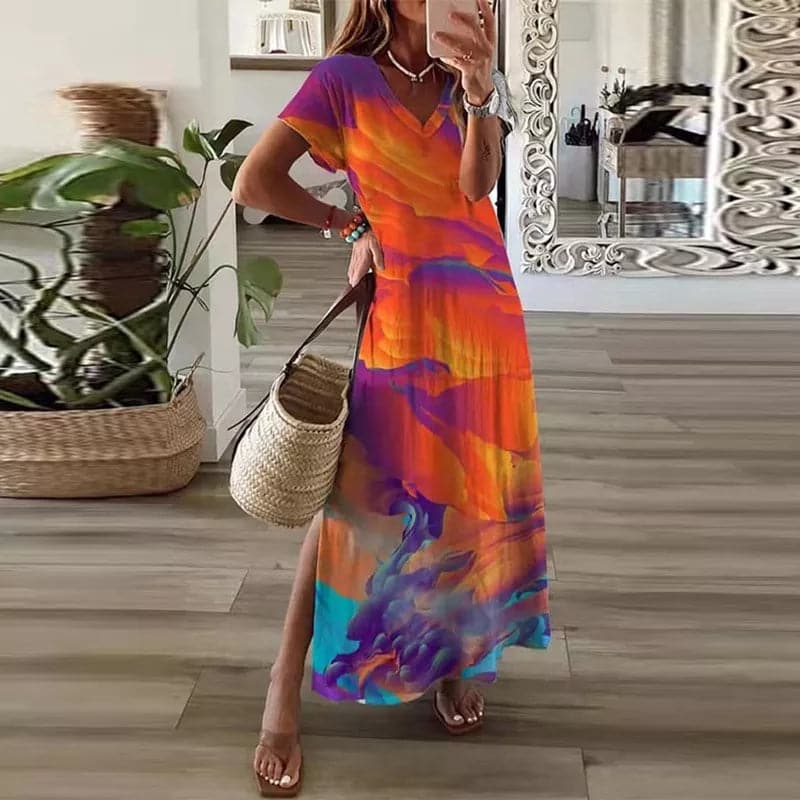 LP | V-neck colorful maxi dress