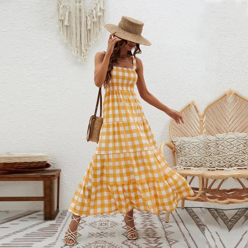 Dress with checkered pattern