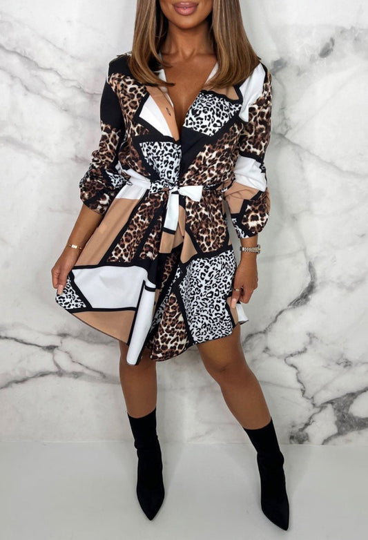 LP | Elegant shirt dress with animal motifs