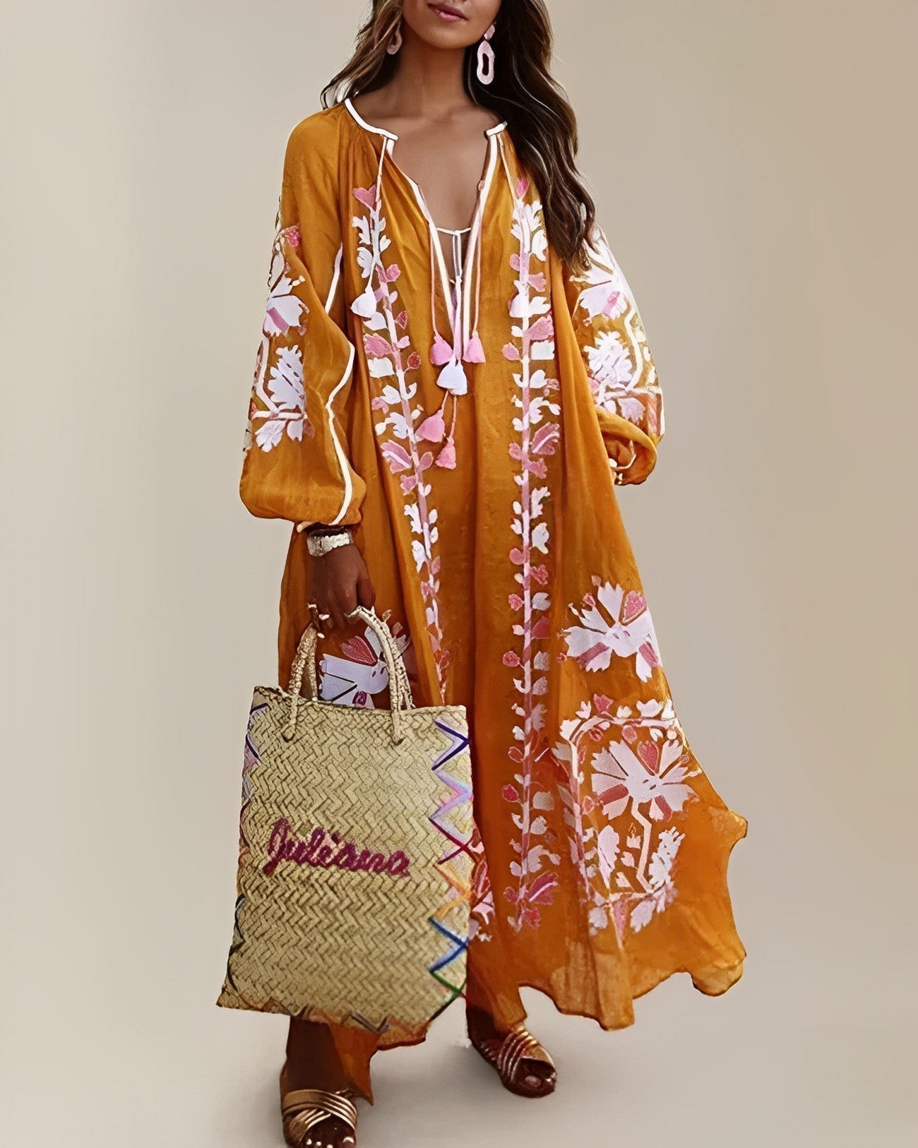 Lovia - Loose-fitting retro boho dress