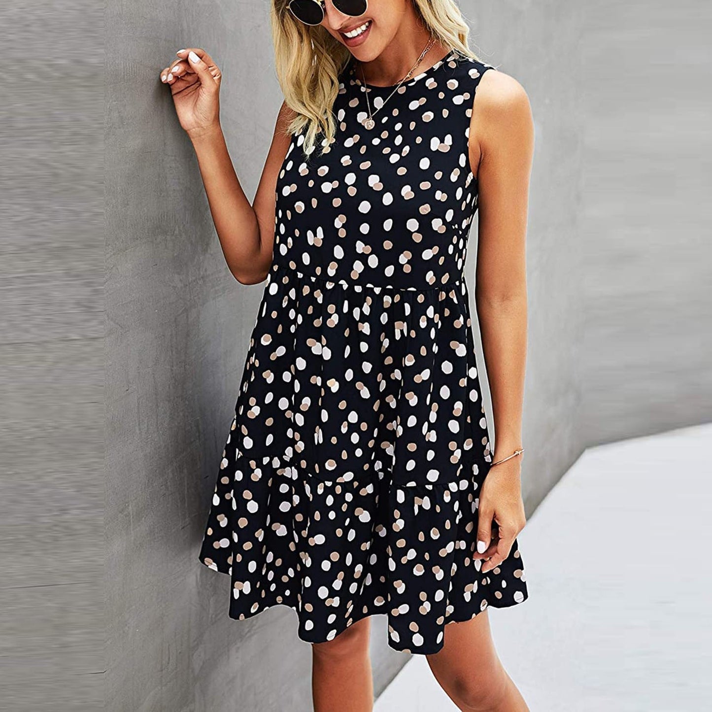 LP | sleeveless polka dot dress