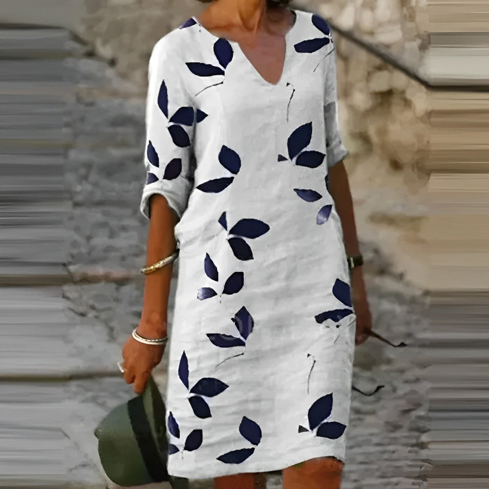Beautiful summer dress with leaf print