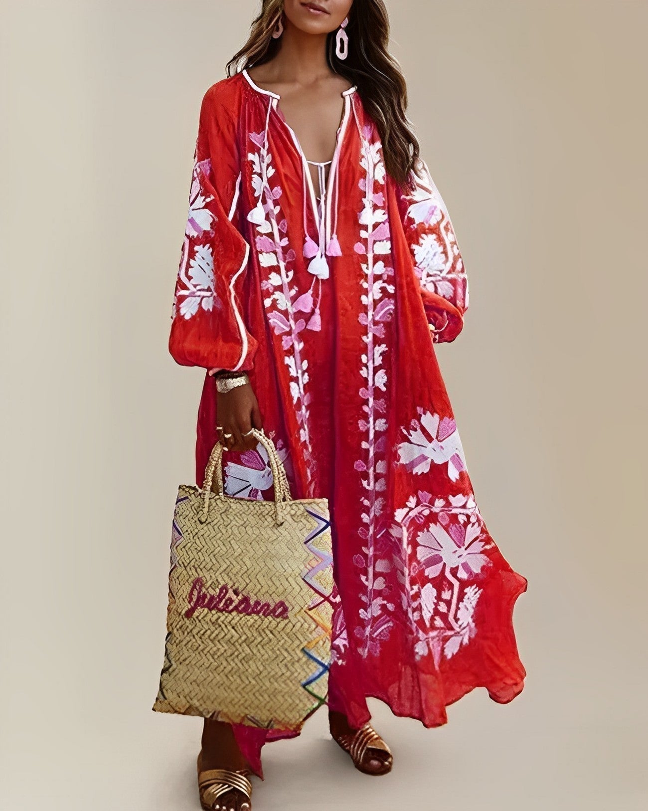 Lovia - Loose-fitting retro boho dress