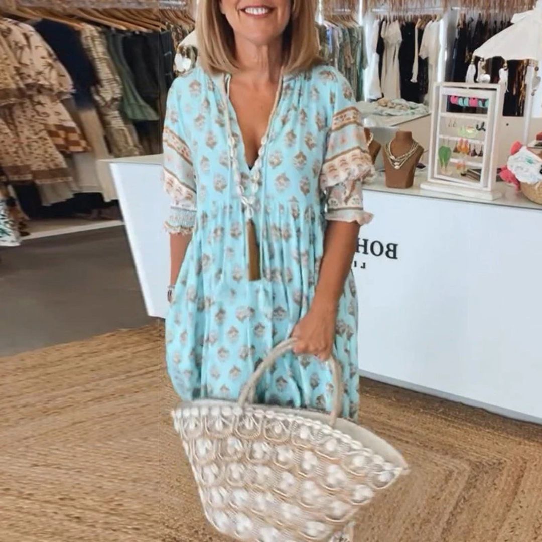 Summer dress with bohemian style and flowing design