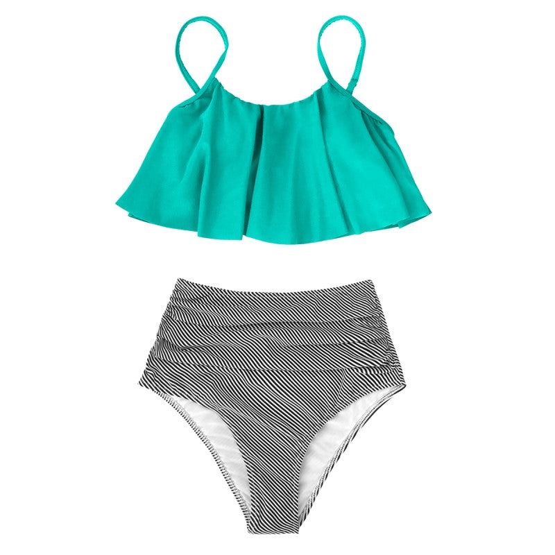 Colorful bikini with ruffles