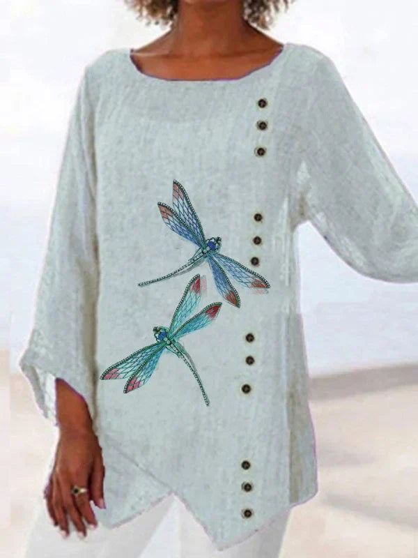 LP | Shirt with dragonflies print and V-neckline