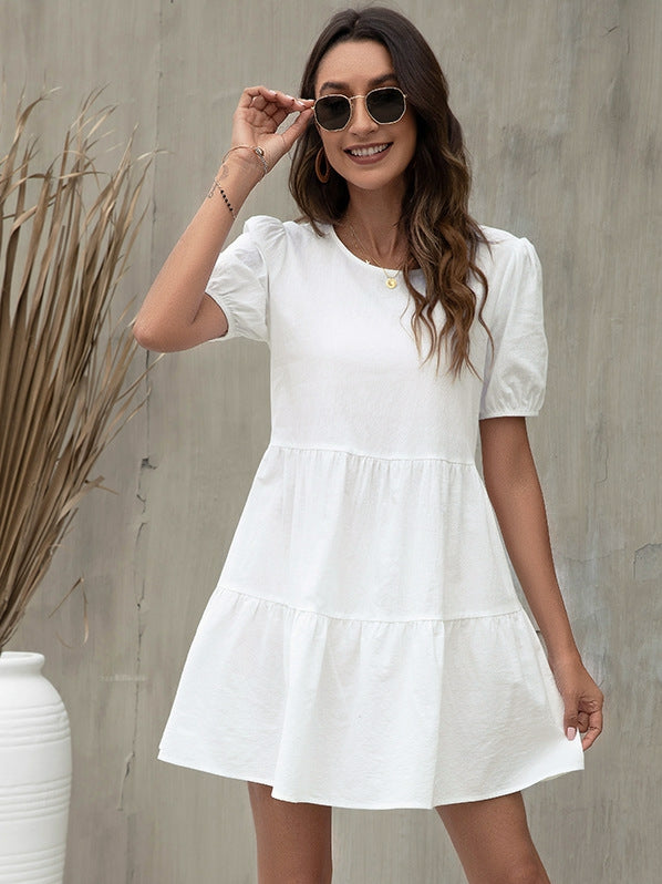 LD | A-line skirt puff sleeves European dress