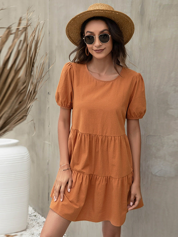 LD | A-line skirt puff sleeves European dress