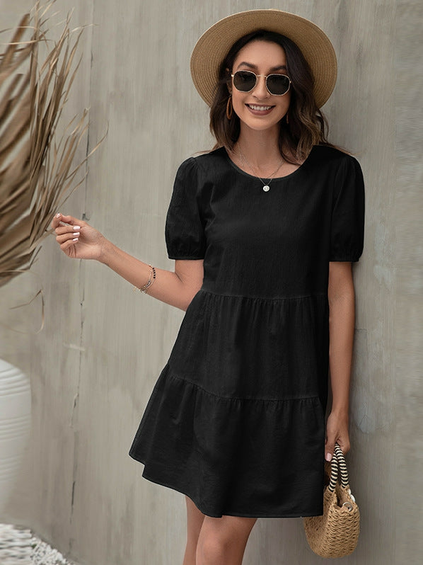 LD | A-line skirt puff sleeves European dress