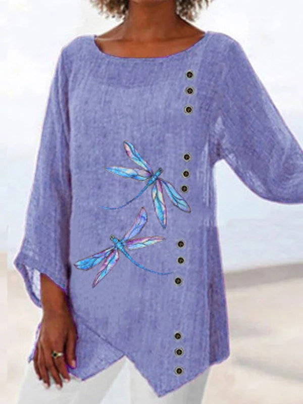 LP | Shirt with dragonflies print and V-neckline