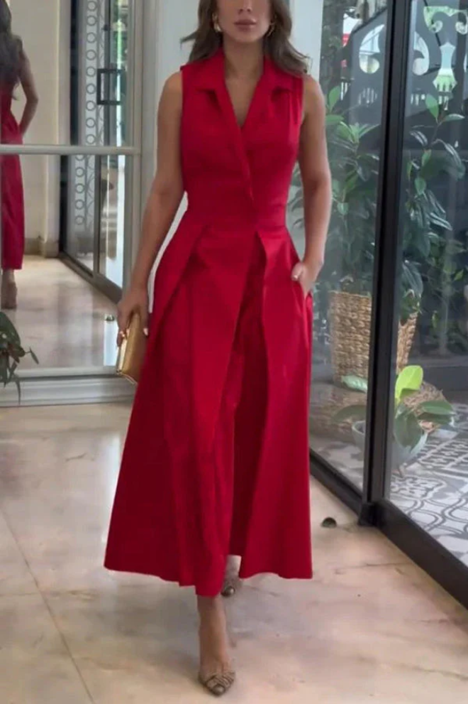 Maxi dress with polka dots and pockets