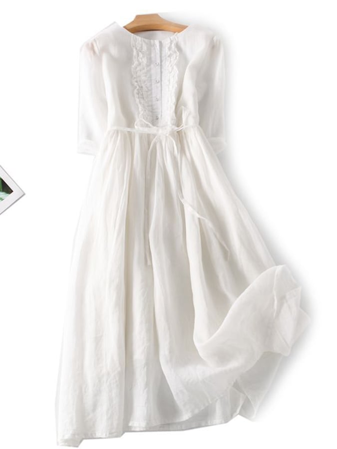 LP | Cotton and linen ruffle dress