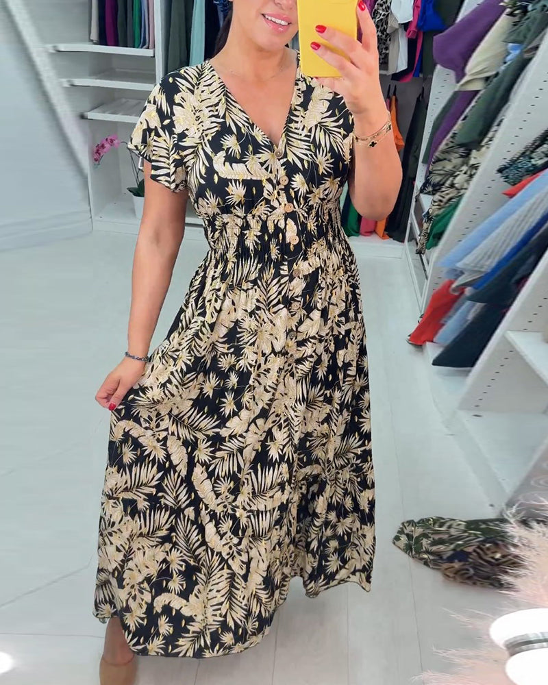 LP | V-neck dress with short sleeves